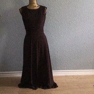 Elegant Jessica Howard Brown and White Polka Dot Sleeveless Dress